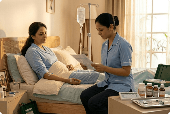 Nurse caring for patient